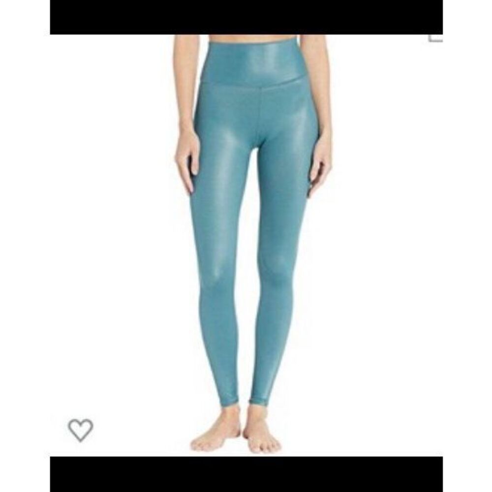 Alo Yoga High Waist Leggings & Yoga Slit Sports Bra Set High Shine Seagrass S/M - Picture 2 of 11